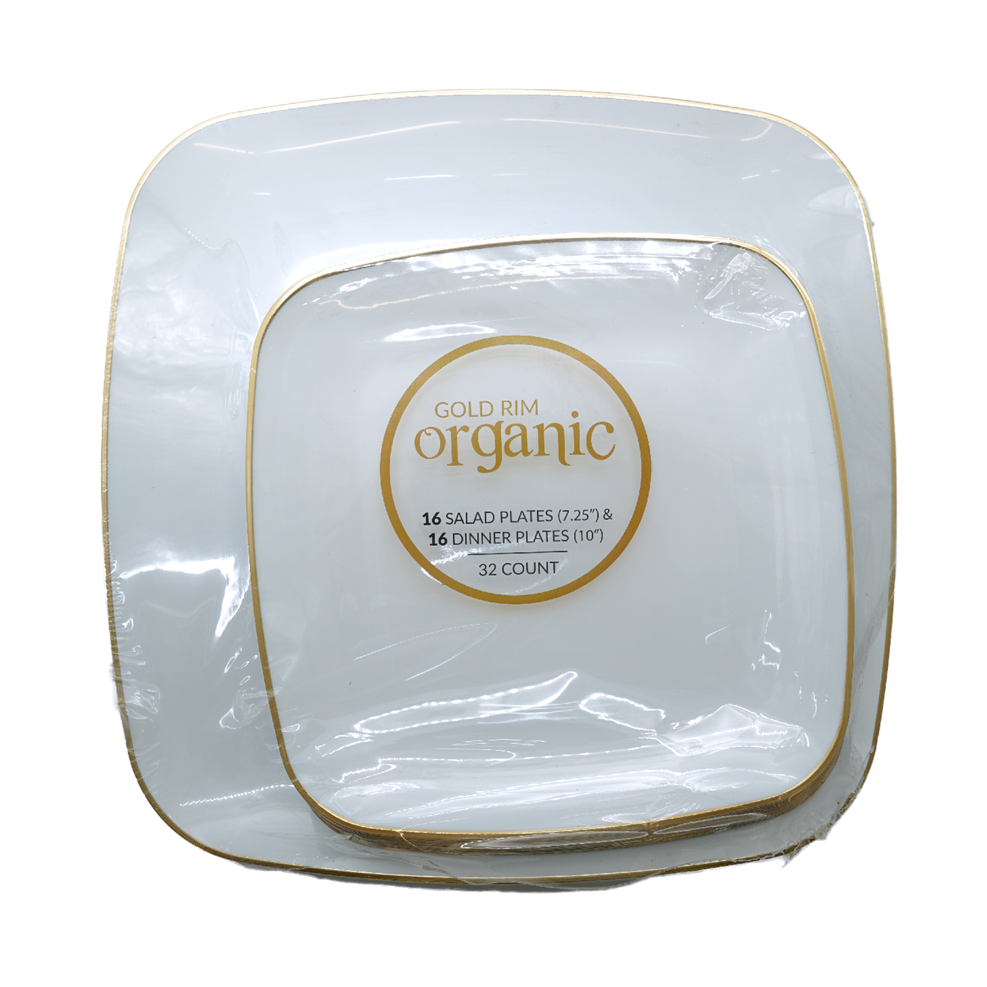 Plates Combo Square Gold Rim Orange