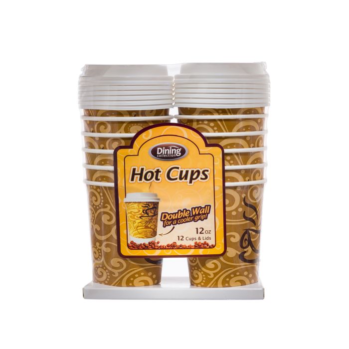 Hot Cups with Lids 12 oz